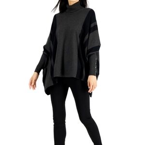 Alfani Sweaters Alfani Stripe Turtleneck Poncho Size M